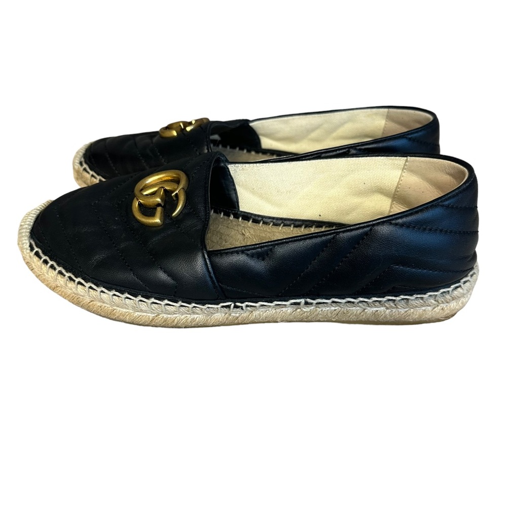 GUCCI BLACK MARMONT ESPADRILLES QUILTED